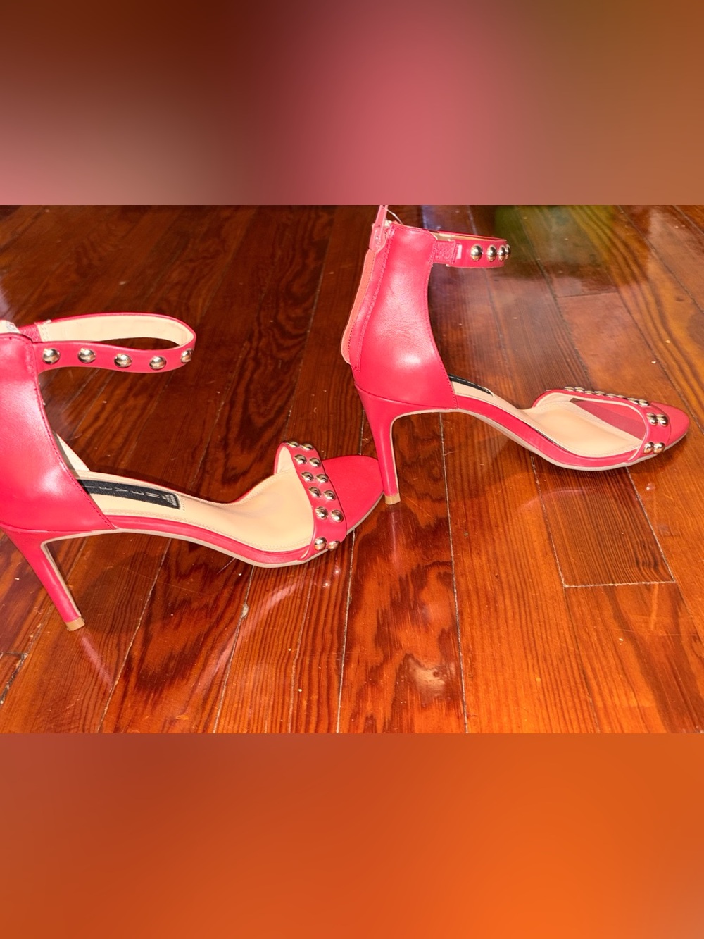 Steven by Steve Madden Red Studded Ankle Strap Heels Size 8 - Picture 2 of 6
